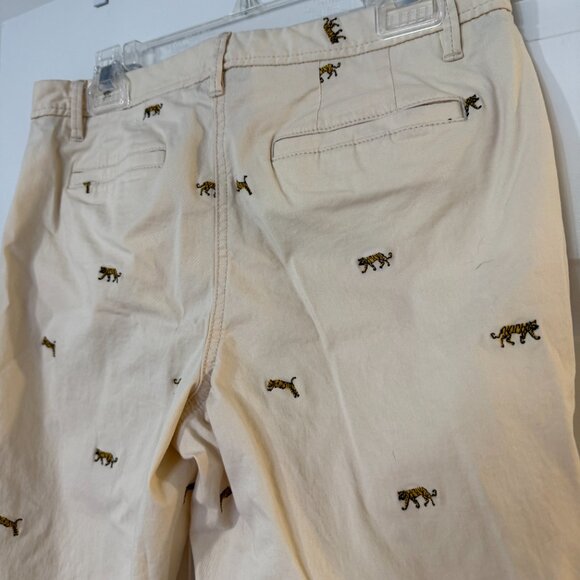 Talbots Relaxed Chino Tiger Embroidery Print 6P Petite Khakis Patterned - Picture 6 of 10
